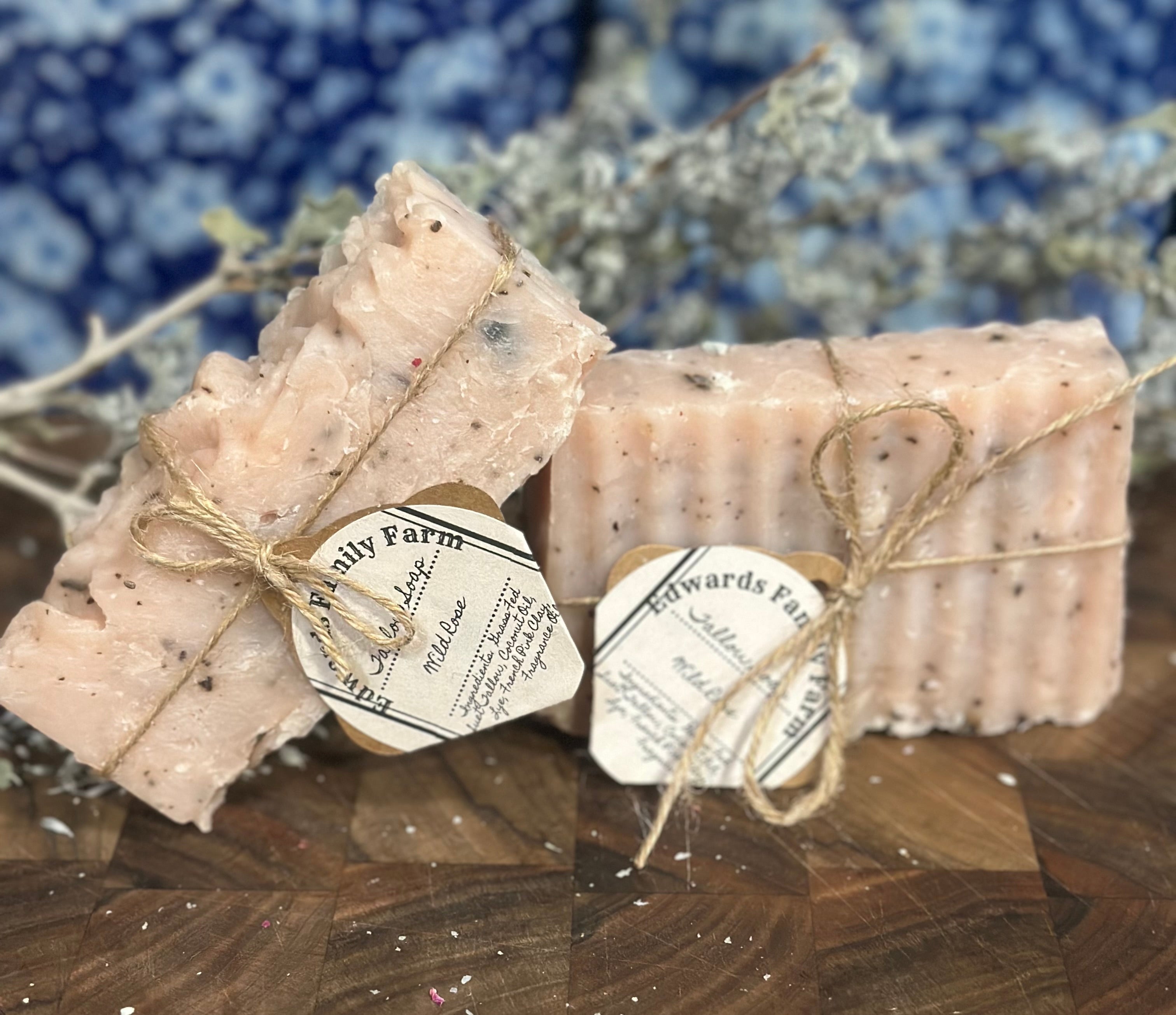 Grass Fed Suet Tallow Soap -Wild Rose & French Pink Clay